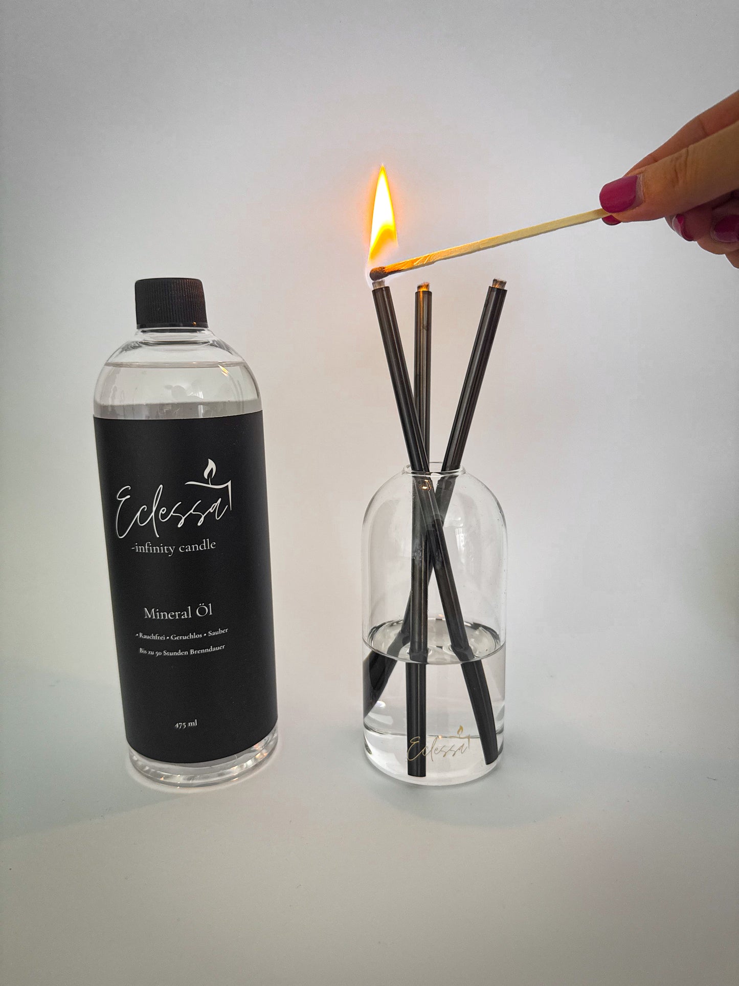 Infinity Kerze Rauchglas Silber