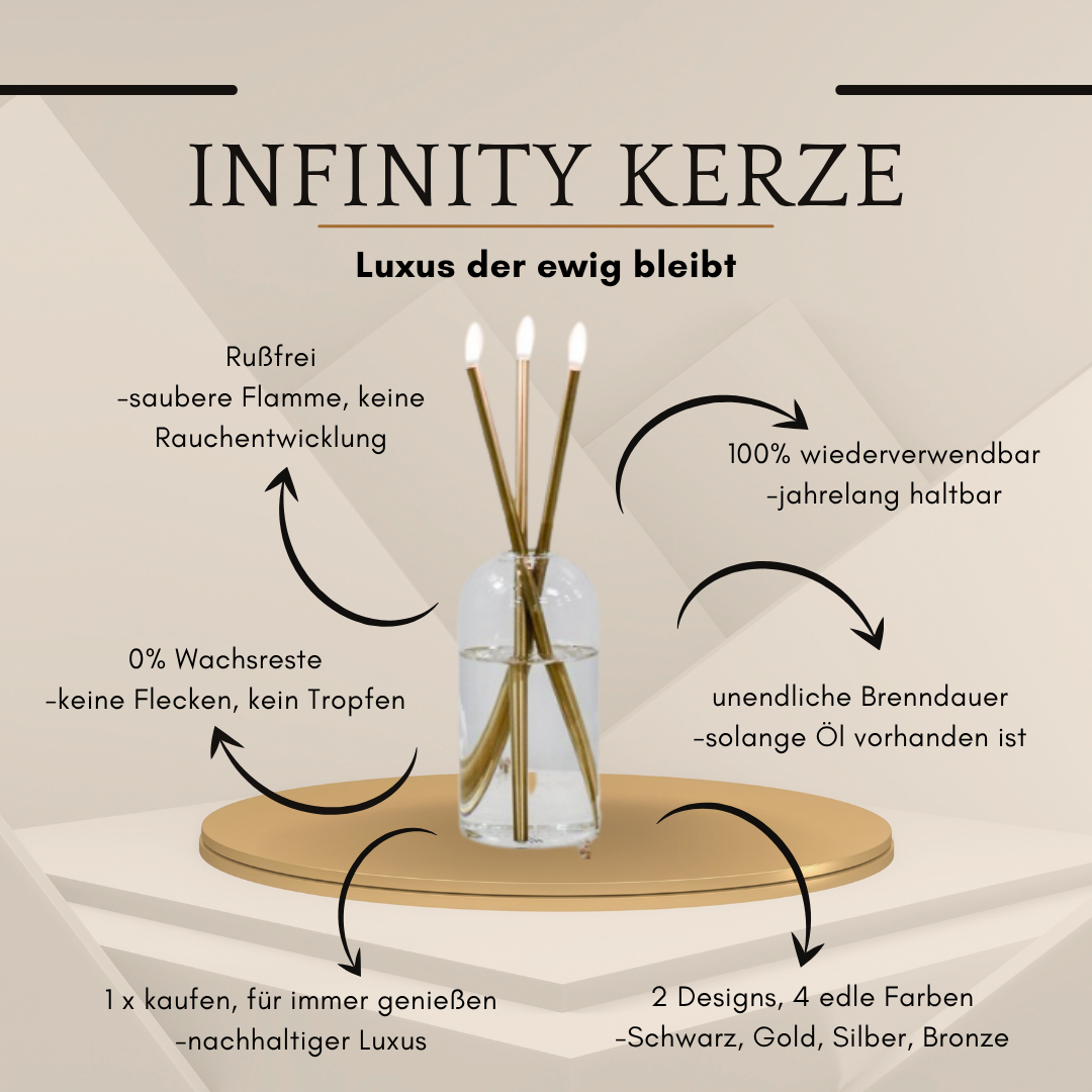 Infinity Kerze Rauchglas Silber