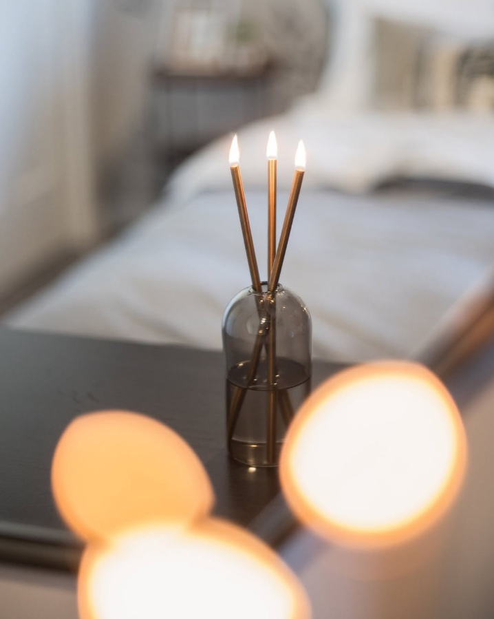 Infinity Kerze Rauchglas Silber